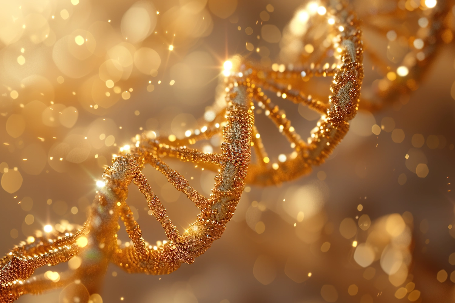 PCR-Test - Landwirtschaft - Doppelhelix-DNA-Stränge auf Gold.